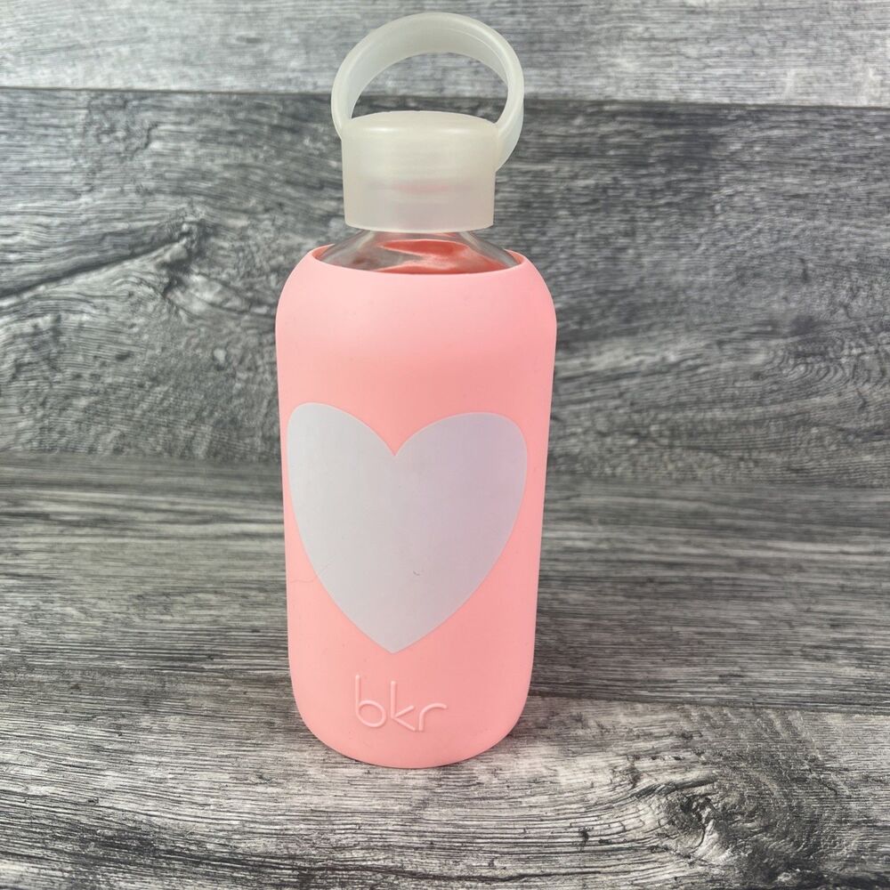 HTF RARE BKR Elle Heart Limited Edition Little Bottle 16 oz White Heart Pink